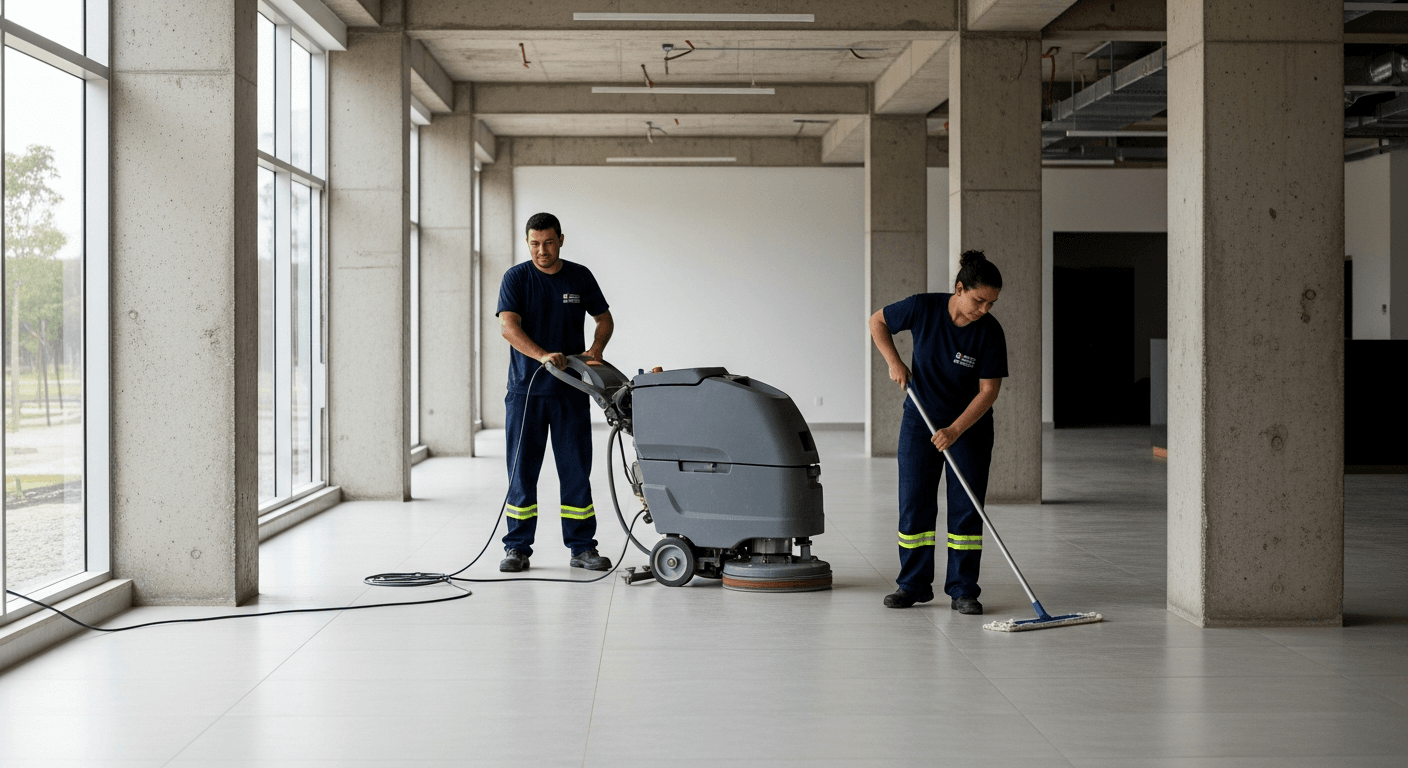 Equipe Limpcon trabalhando em ambiente pós-obra